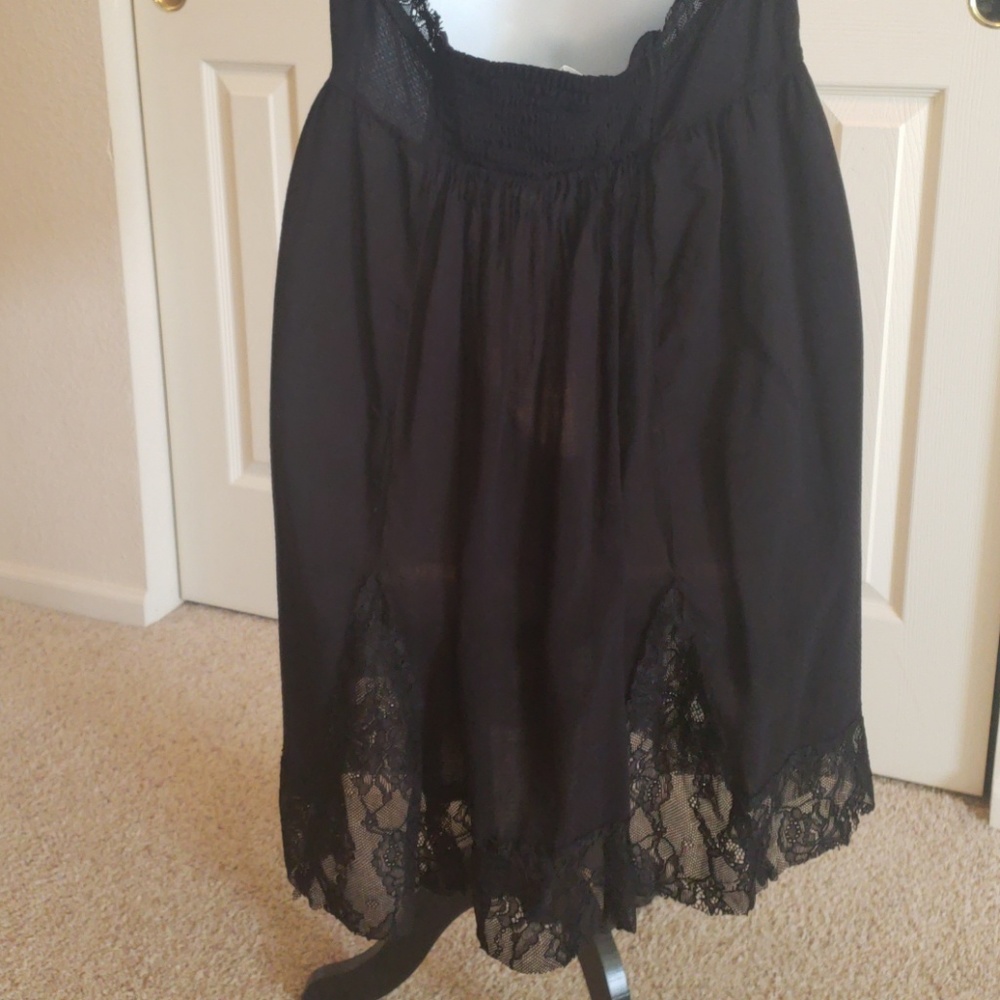 Free People Black Lace Insert Swing Slip Dress Size M - Picture 6 of 8